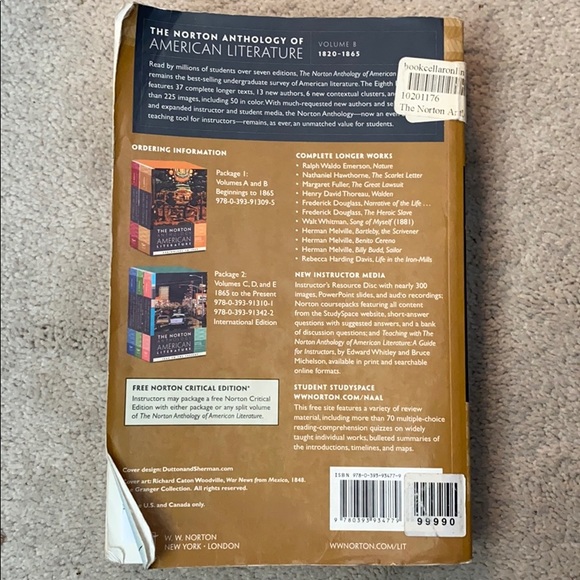 “Norton Anthology American Literature” Paperback - Picture 2 of 2